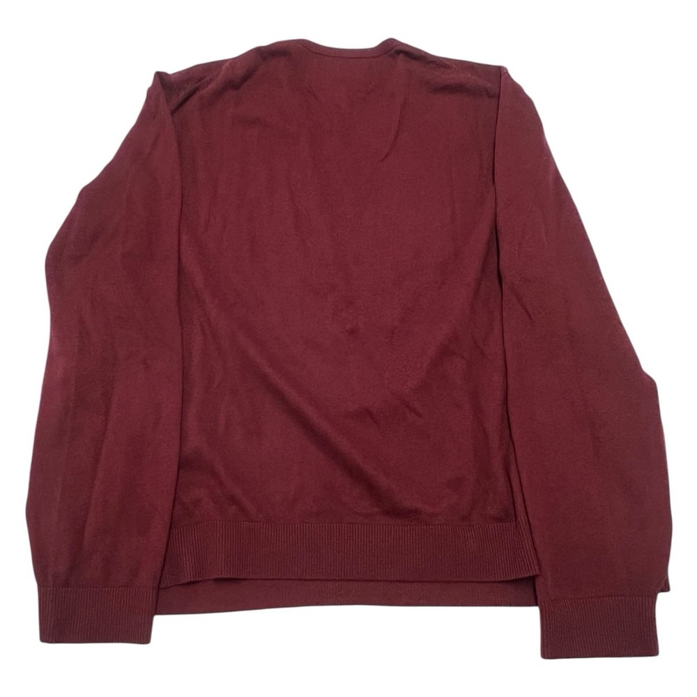 Eddie Bauer Sweater Y2K VTG Men's 2XL Burgundy V Neck Cotton Cashmere Pullover - Picture 2 of 4